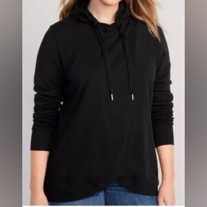 Old Navy Maternity Cross-Front Nursing Pullover Hoodie Blk Size L
